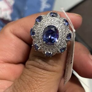 Blue And White Cubic Zirconia Platineve Ring